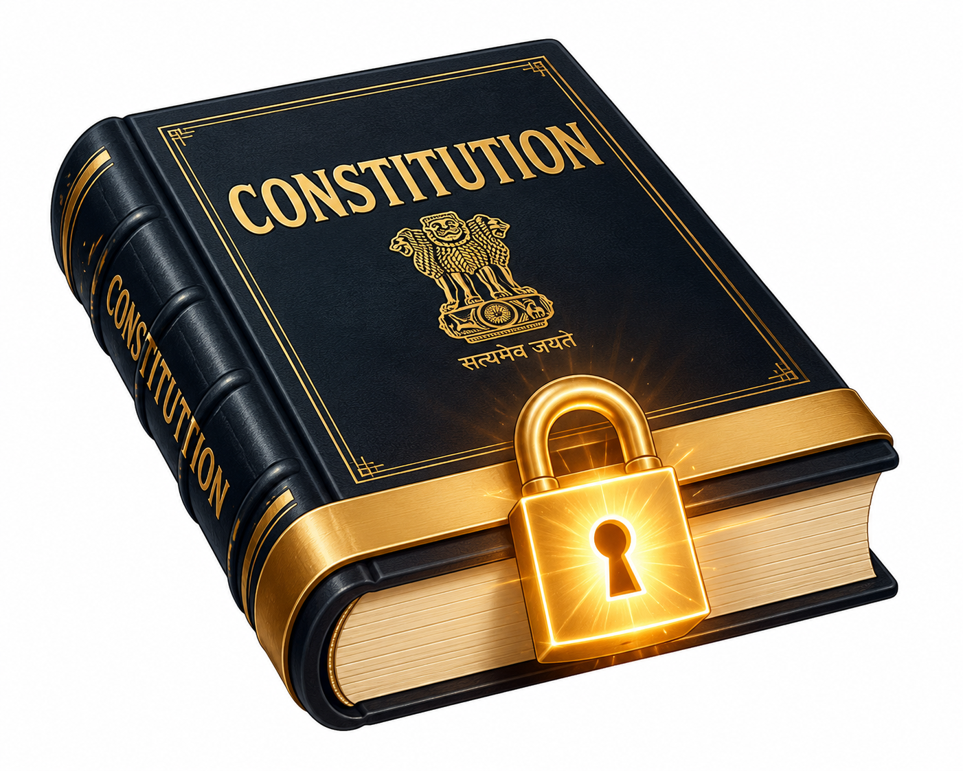 Constitution book with a glowing padlock